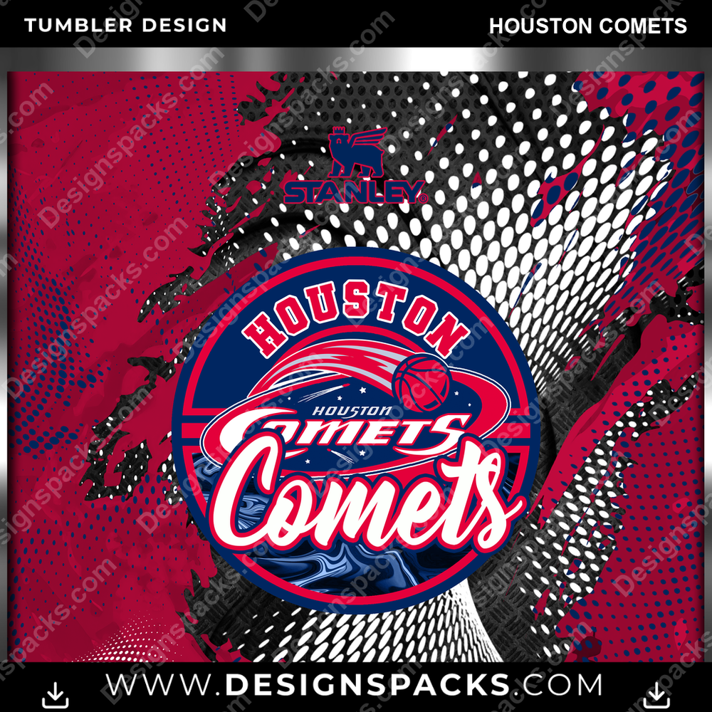 Basketball Stanley Houston Comets Tumbler Digital Wrap Design