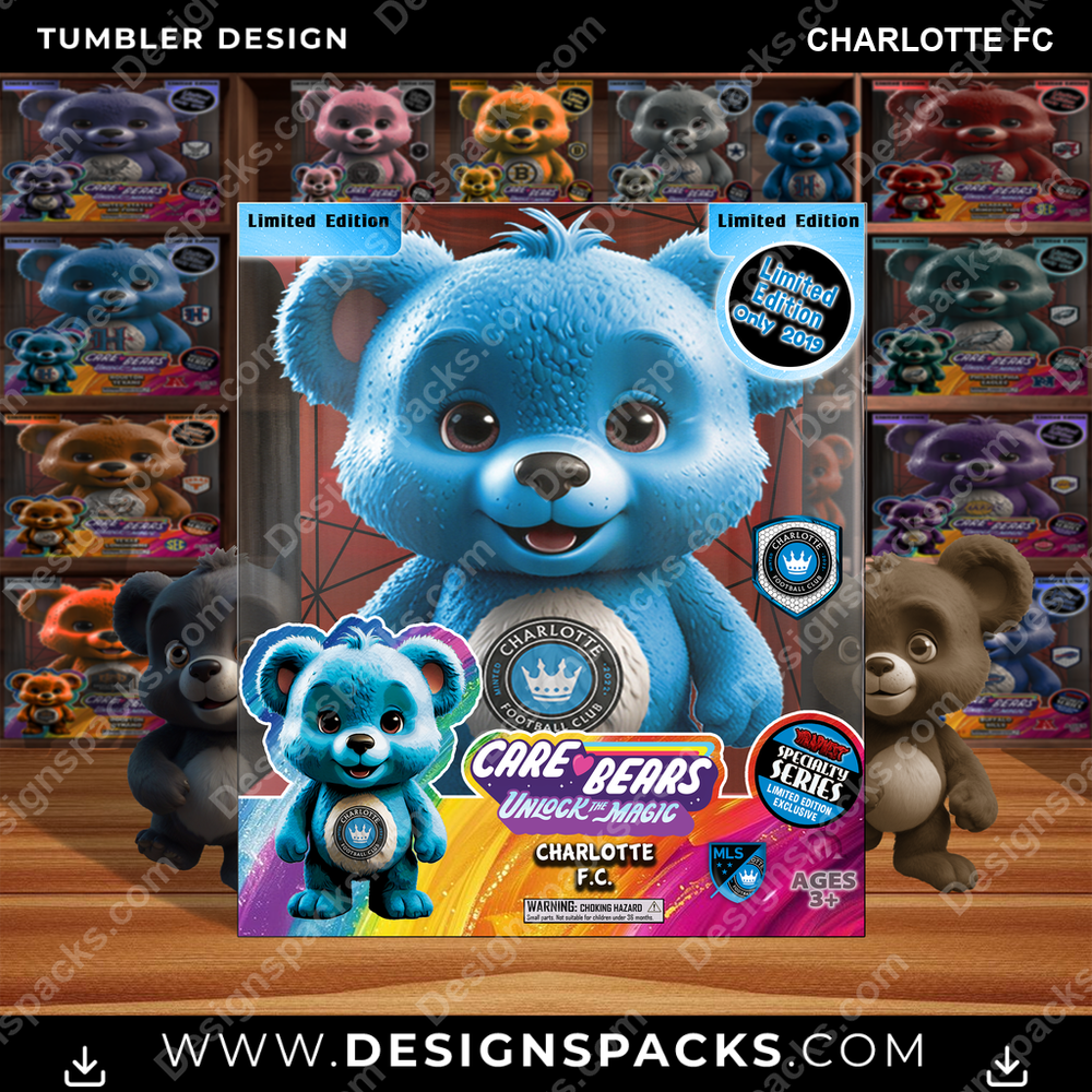 Soccer Care Bear Box Charlotte FC MLS Soccer Tumbler Digital Wrap Design Download