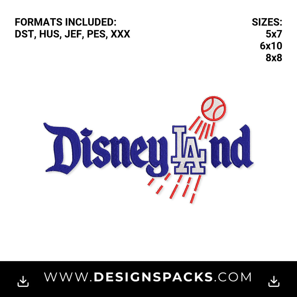 Disneyland LA Dodgers Baseball Logo Embroidery Design - Instant digital download pattern at Designspacks.com