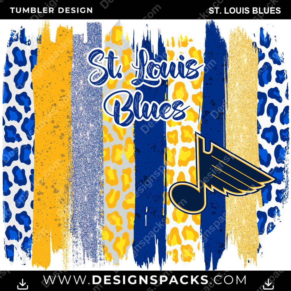 Hockey Brush Strokes St. Louis Blues NHL Hockey Tumbler Digital Wrap Design Download