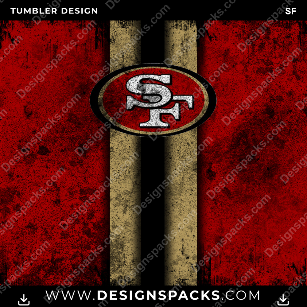 Football Grunge Style SF NFL Football Tumbler Digital Wrap Design Download