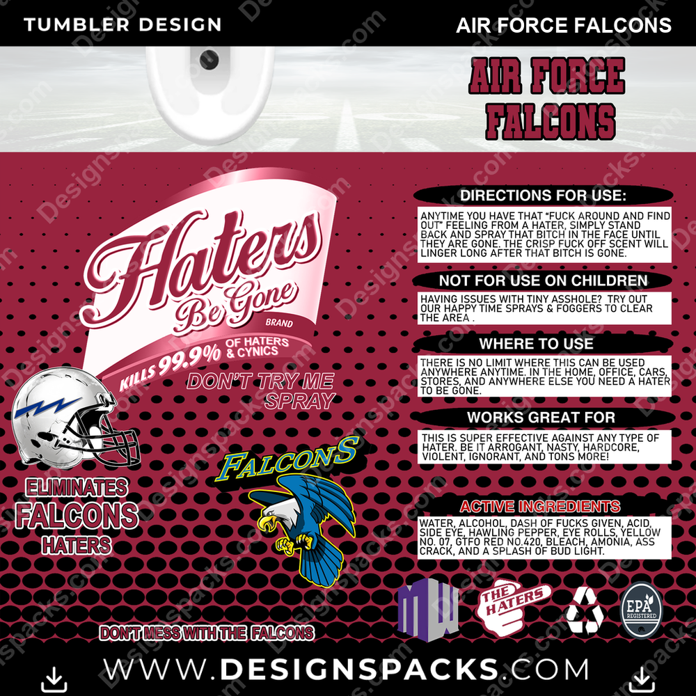 College Sport Haters Be Gone Air Force Falcons NCAA College Sport Tumbler Digital Wrap Design Download