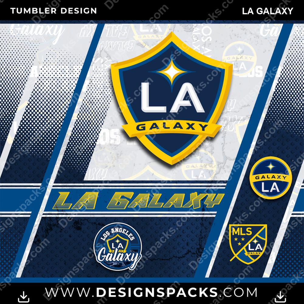 US Soccer Sports LA Galaxy Tumbler Digital Wrap Design Download