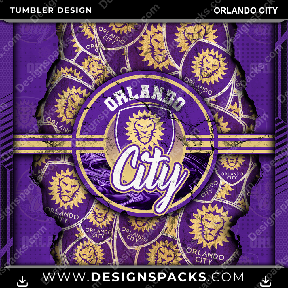 Soccer Ripped Orlando City Tumbler Digital Wrap Design