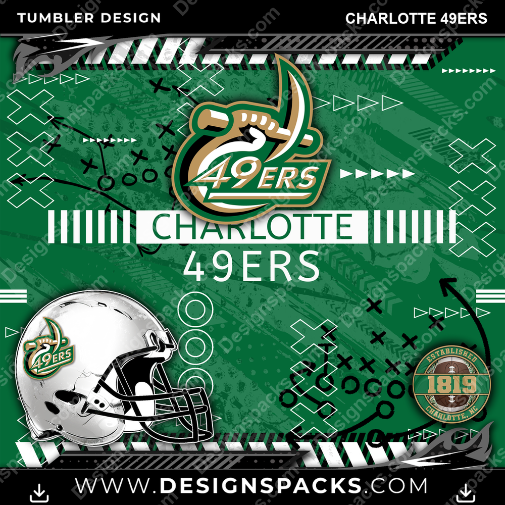 College Sport Xs & Os Charlotte 49ers Tumbler Digital Wrap Design