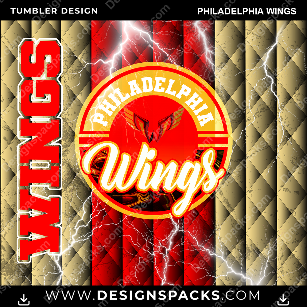 Lacrosse Diamond Philadelphia Wings Tumbler Digital Wrap Design