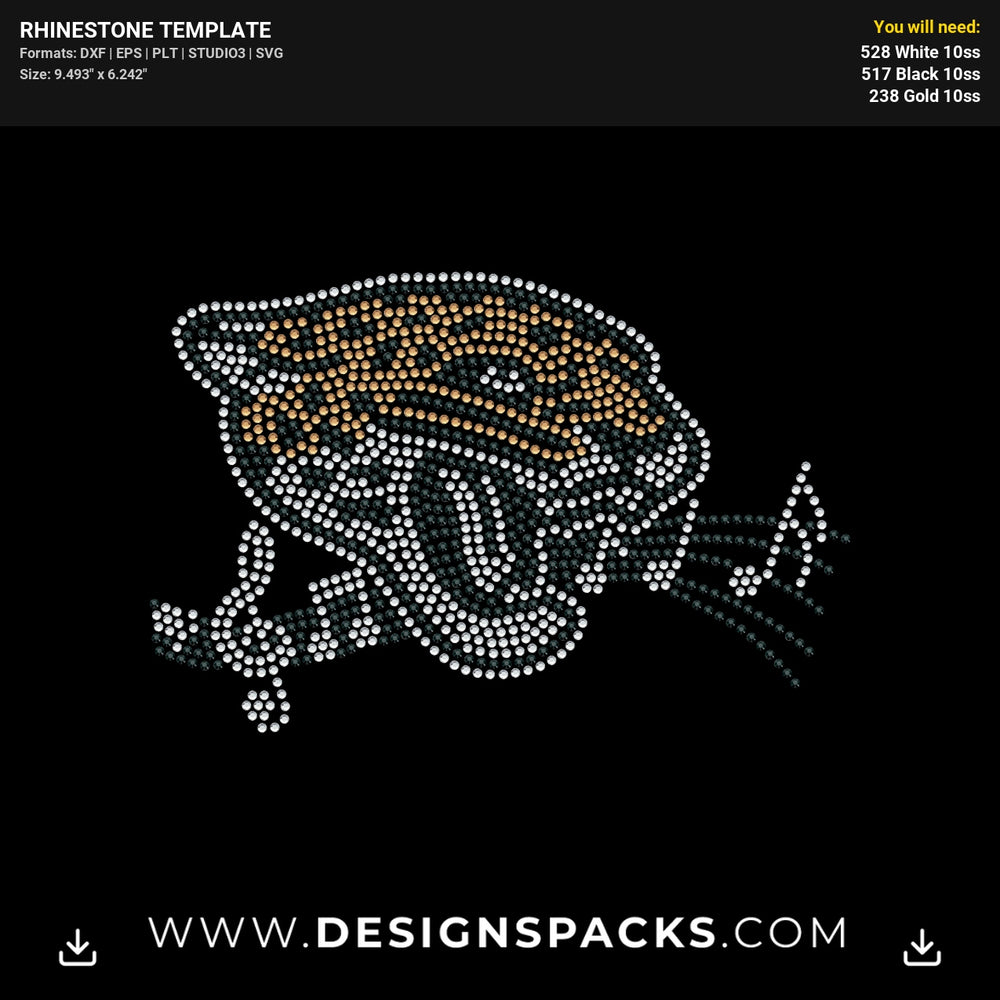 Jaguar Music Note Intertwined Rhinestone Digital Template