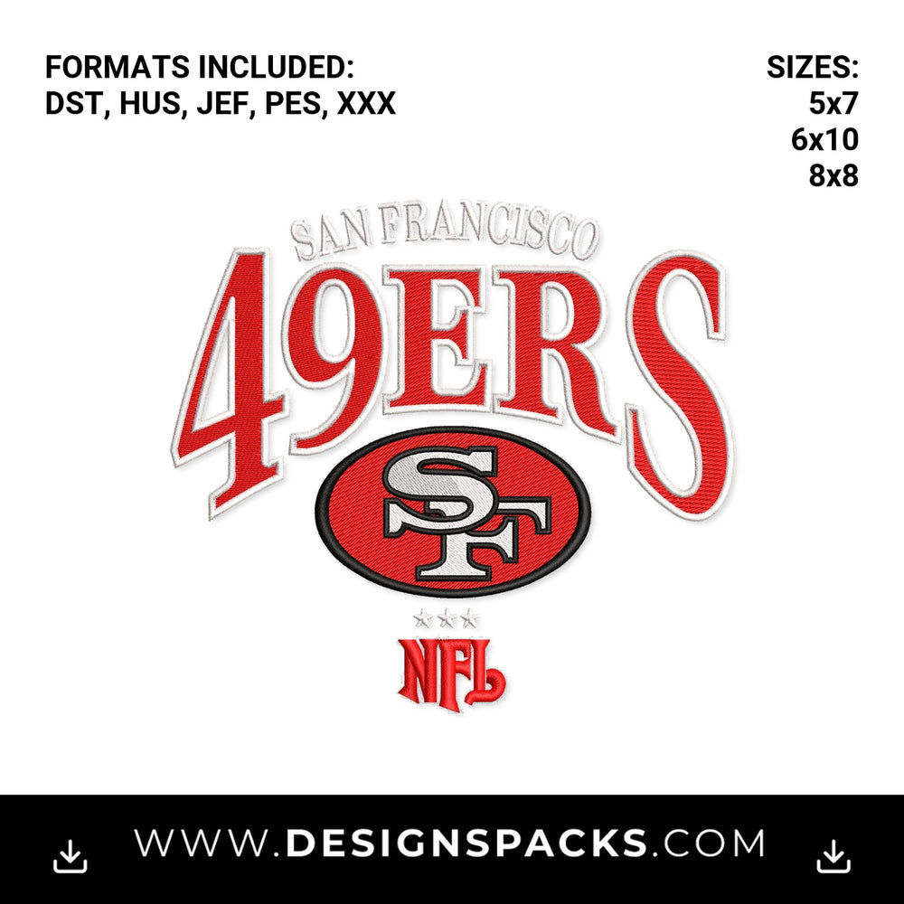 San Francisco 49ers NFL Team Logo Embroidery Design - Instant digital download pattern at Designspacks.com