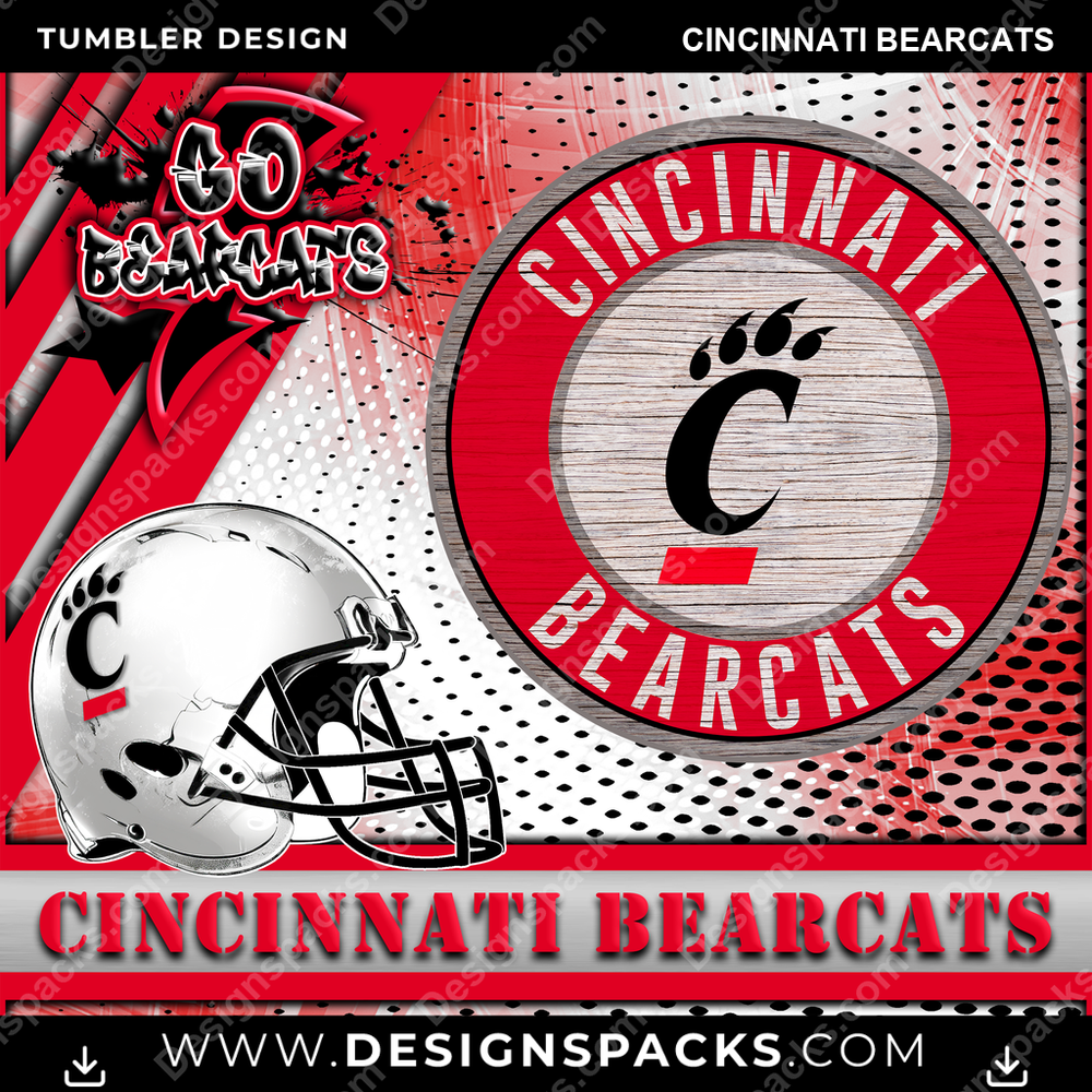 College Sport Go Team 2 Cincinnati Bearcats NCAA College Sport Tumbler Digital Wrap Design Download