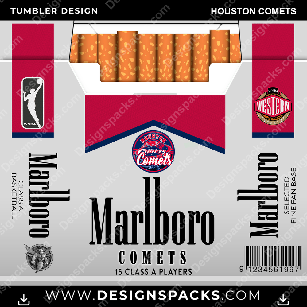 Basketball Marlboro Houston Comets Tumbler Digital Wrap Design