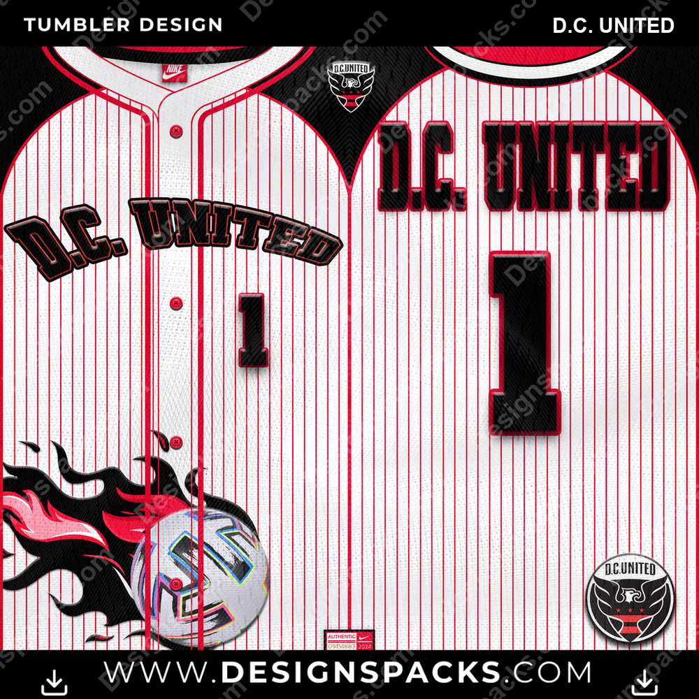 US Soccer Team Button-Up Jersey D.C. United Tumbler Digital Wrap Design