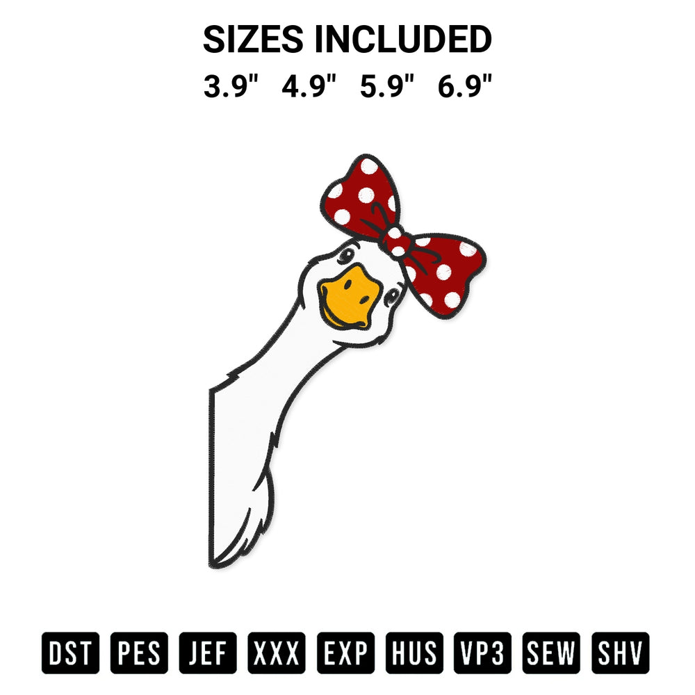 Download the Peeking Goose Embroidery Design machine embroidery design exclusively at Designspacks.com. Premium digitized pattern for apparel and DIY crafts. Available sizes: 3.9", 4.9", 5.9", 6.9".