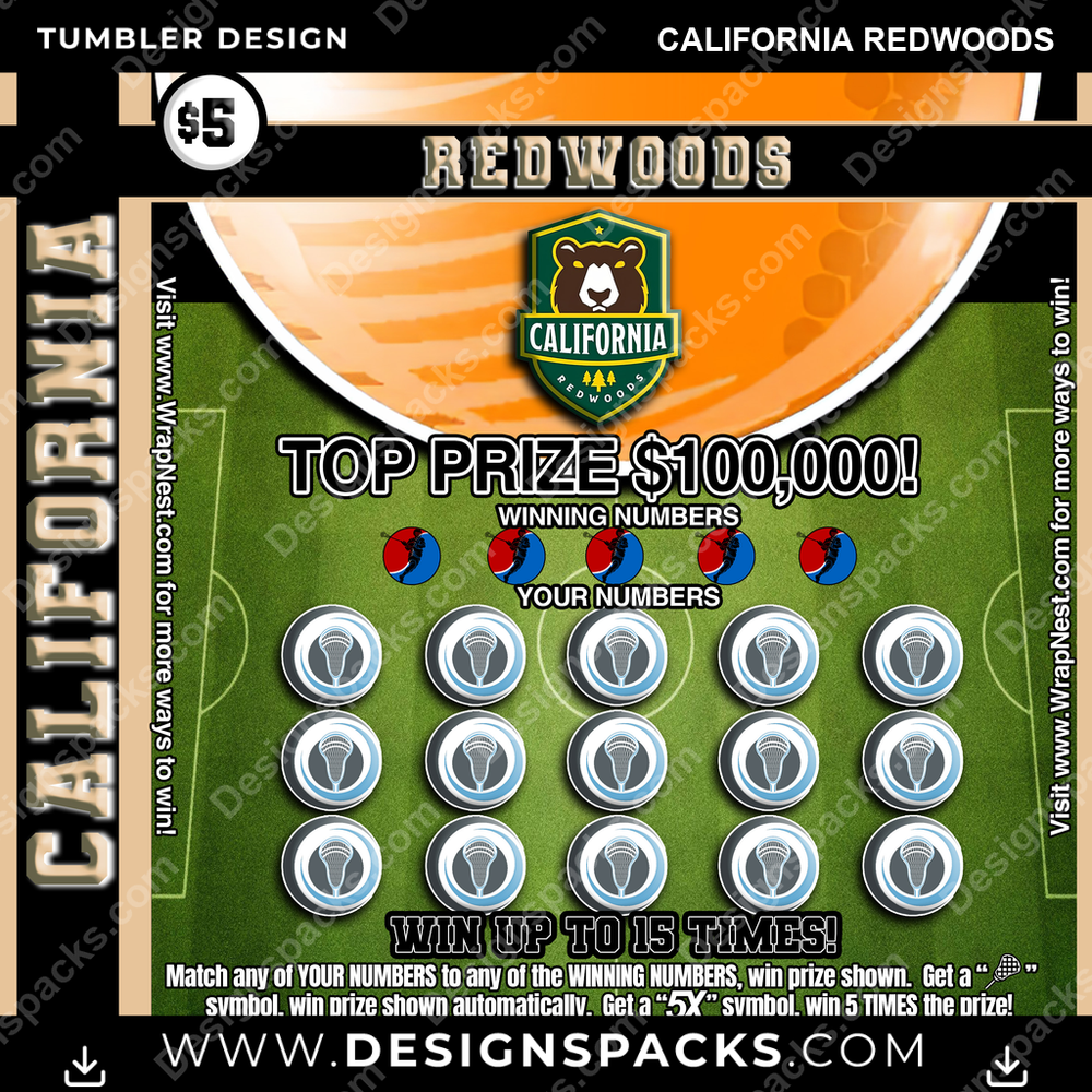 Lacrosse Lottery Ticket California Redwoods Tumbler Digital Wrap Design