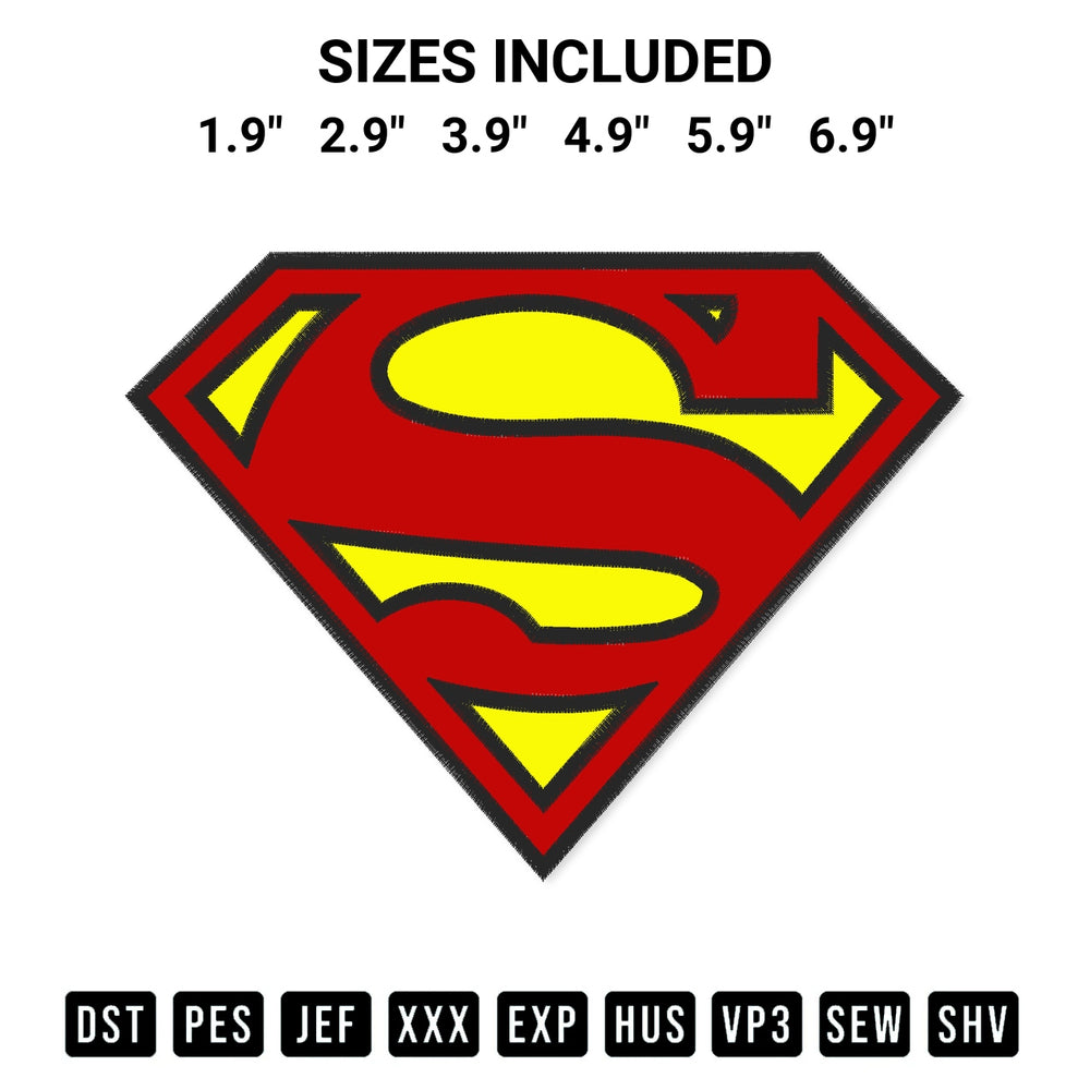Elevate your next project with our Superman Logo Embroidery Design embroidery file. Shop high-quality digital patterns instantly at Designspacks.com. Available sizes: 1.9", 2.9", 3.9", 4.9", 5.9", 6.9".