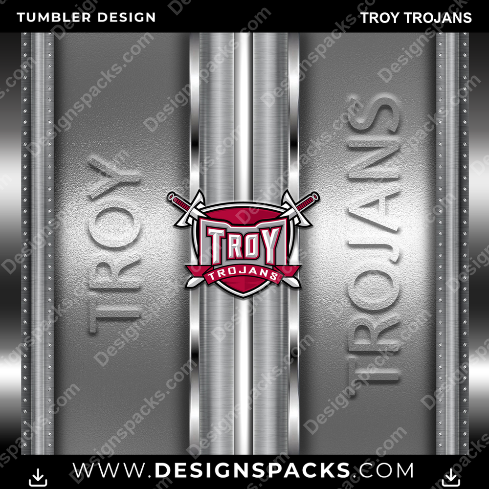 College Sport Metallic Troy Trojans NCAA College Sport Tumbler Digital Wrap Design Download