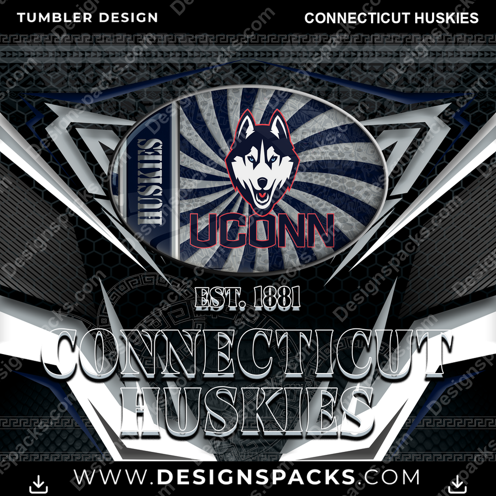 College Sport Tribal Connecticut Huskies NCAA College Sport Tumbler Digital Wrap Design Download