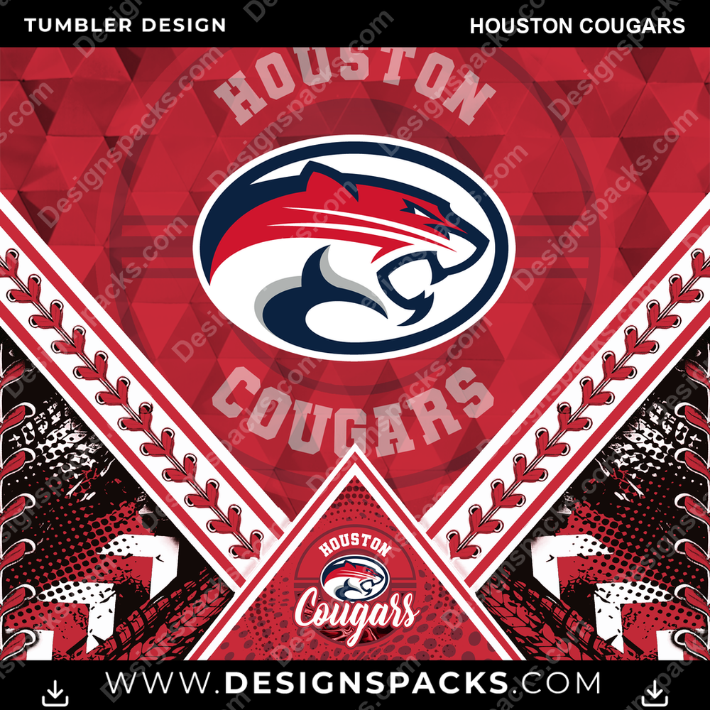 College Sport Diamond Houston Cougars Tumbler Digital Wrap Design
