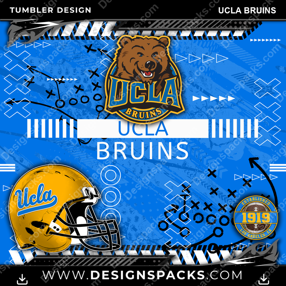 College Sport Xs & Os UCLA Bruins NCAA College Sport Tumbler Digital Wrap Design Download