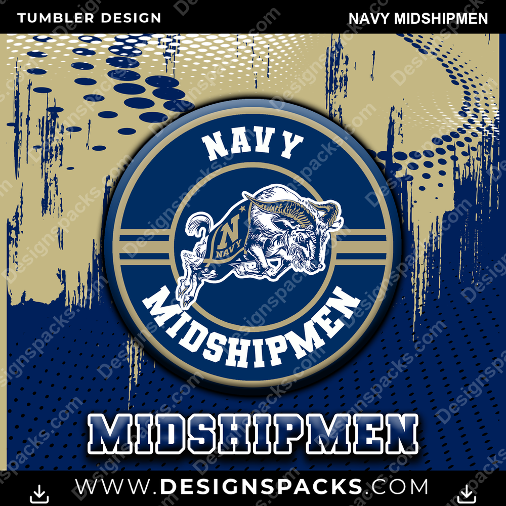 College Sport Dot Logo Navy Midshipmen Tumbler Digital Wrap Design