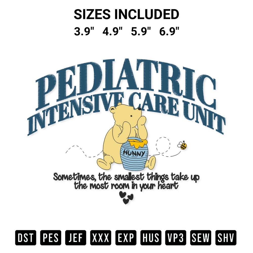 Get the Pediatric Intensive Care Unit Nurse Embroidery Design embroidery design for your custom crafts! Premium digitized files available for instant download at Designspacks.com. Available sizes: 3.9", 4.9", 5.9", 6.9".