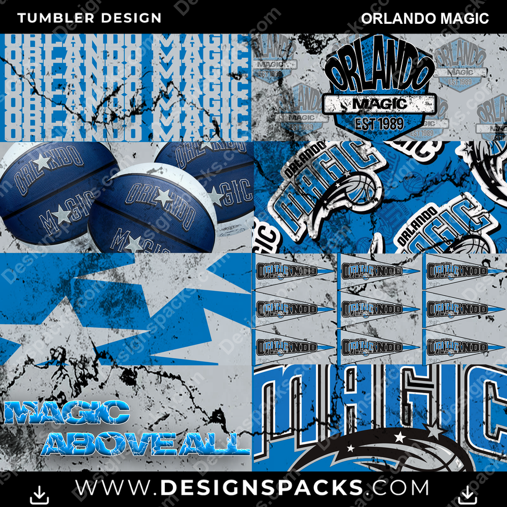 Basketball Distressed BG Orlando Magic Tumbler Digital Wrap Design