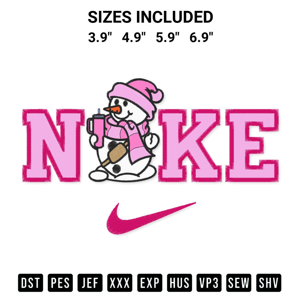 Shop the Nike Snowman Christmas Embroidery Design machine embroidery pattern at Designspacks.com. Beautifully digitized for flawless stitching on any fabric. Available sizes: 3.9", 4.9", 5.9", 6.9".