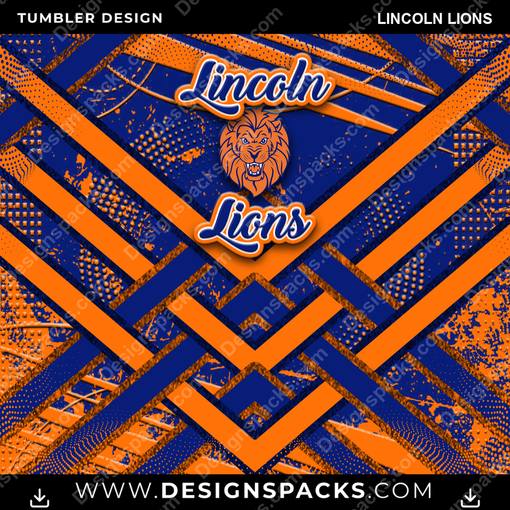 College Sport Glitter Stripe Lincoln Lions NCAA College Sport Tumbler Digital Wrap Design Download