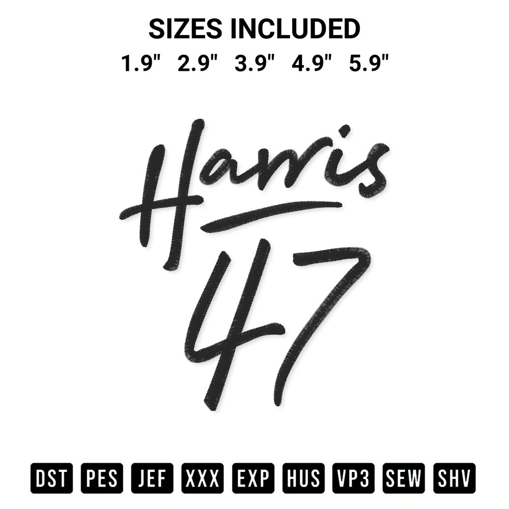 Discover the perfect addition to your crafting collection: Harris 47 Embroidery Design embroidery file. Instantly available at Designspacks.com. Available sizes: 1.9", 2.9", 3.9", 4.9", 5.9".