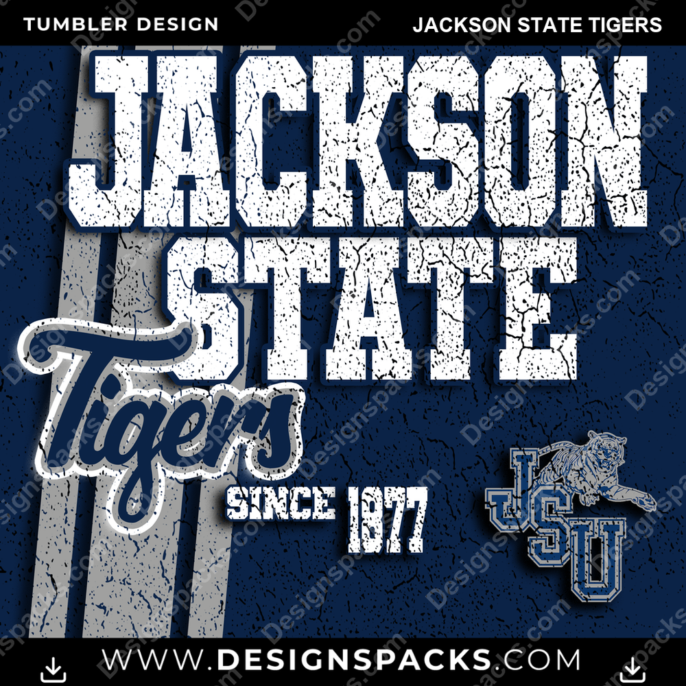 College Sport Grunge Jackson State Tigers NCAA College Sport Tumbler Digital Wrap Design Download