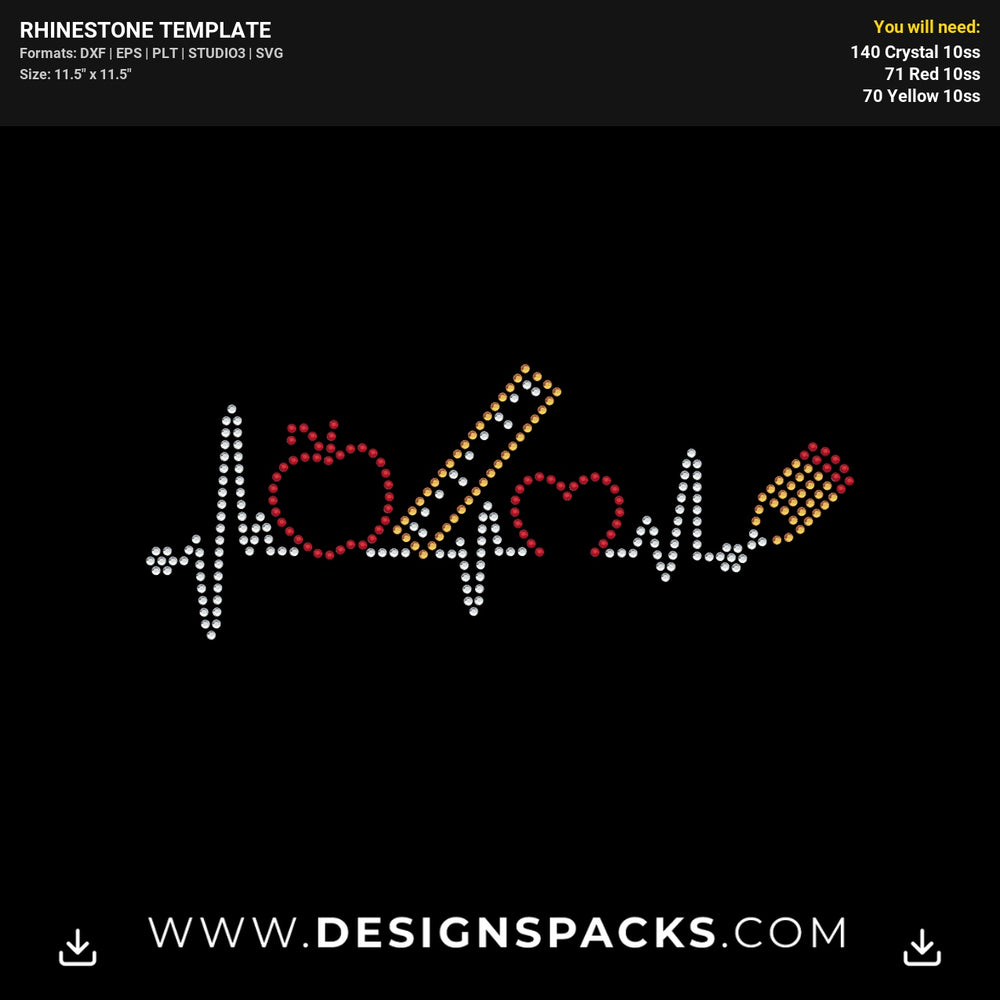 Teacher Heartbeat Rhinestone Digital Template
