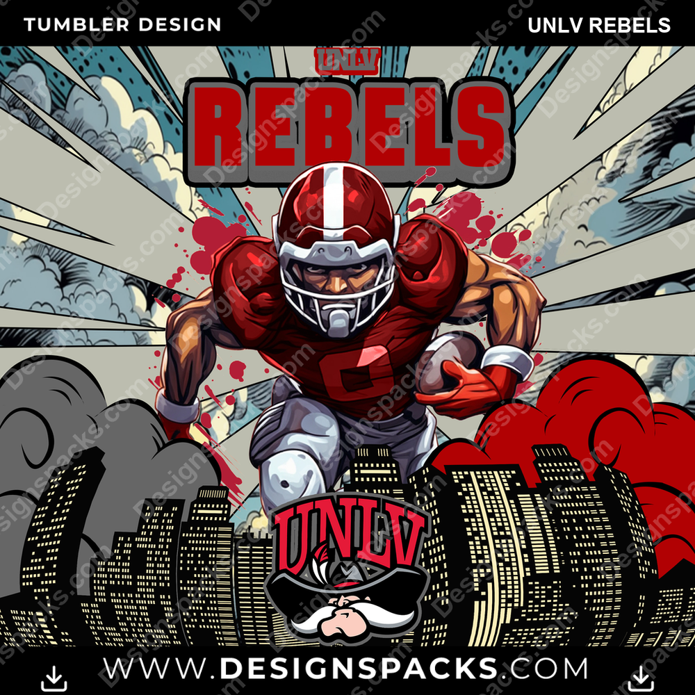 College Sport Comic Cover UNLV Rebels Tumbler Digital Wrap Design