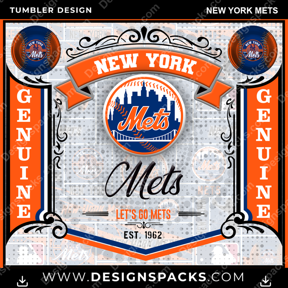 Baseball Bud New York Mets Tumbler Digital Wrap Design