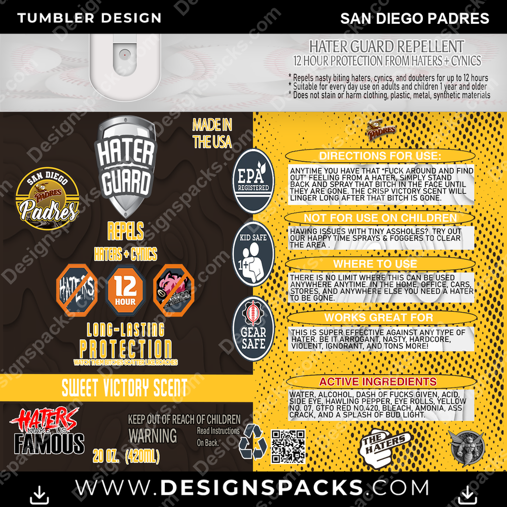 Baseball Hater Guard San Diego Padres MLB Baseball Tumbler Digital Wrap Design Download