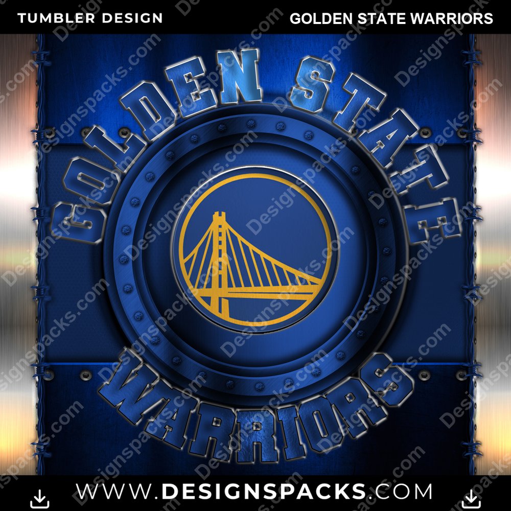Basketball Metal Golden State Warriors Tumbler Digital Wrap Design