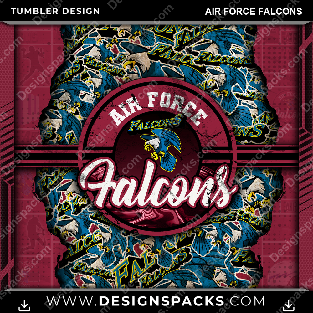 College Sport Ripped Air Force Falcons NCAA College Sport Tumbler Digital Wrap Design Download