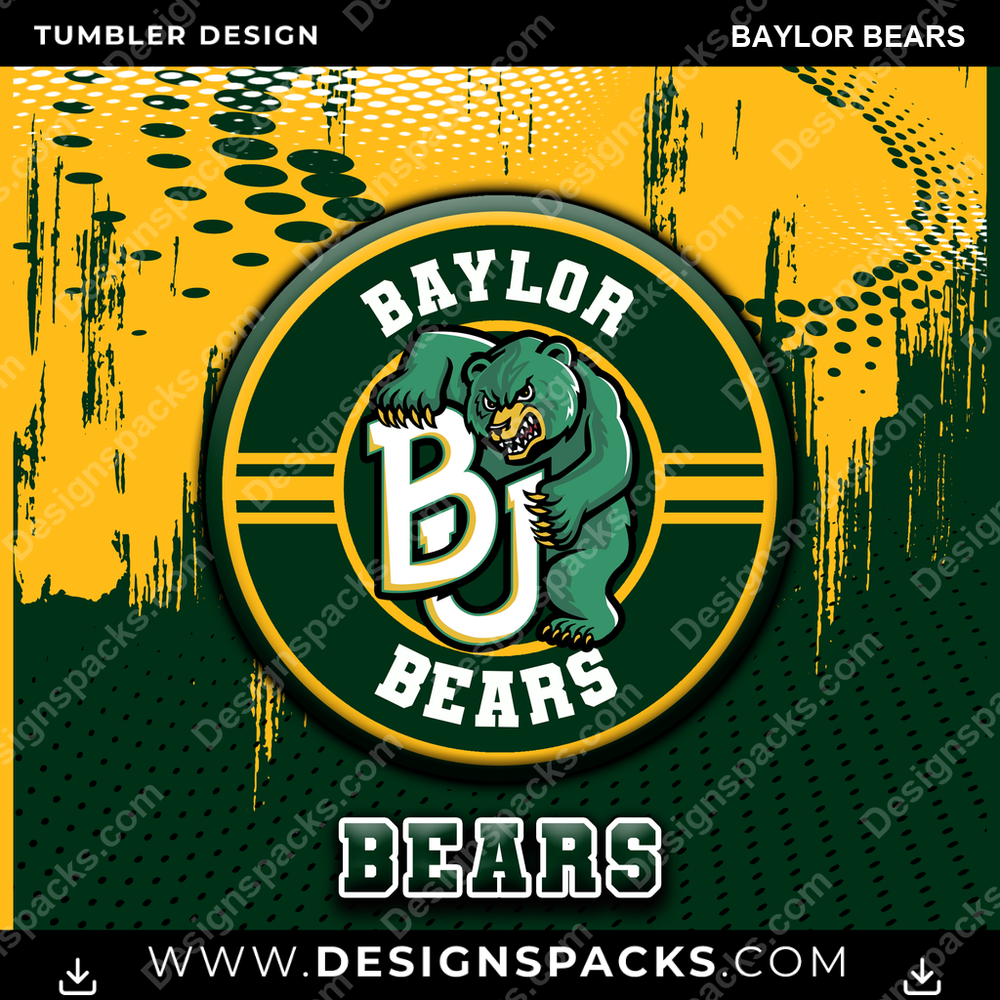 College Sport Dot Logo Baylor Bears Tumbler Digital Wrap Design