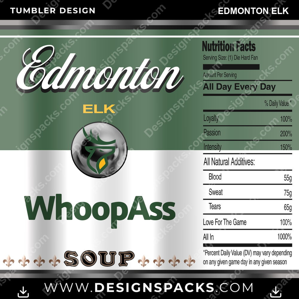 Canada Football Soup Can Edmonton Elk CFL Canada Tumbler Digital Wrap Design Download
