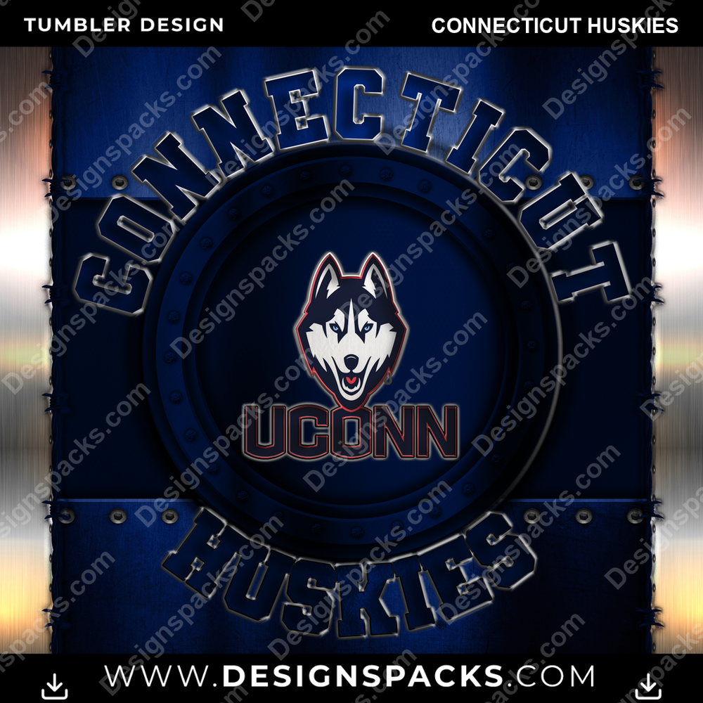 College Sport Metal Connecticut Huskies NCAA College Sport Tumbler Digital Wrap Design Download