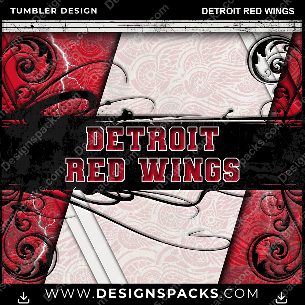 Hockey Elegant Detroit Red Wings NHL Hockey Tumbler Digital Wrap Design Download