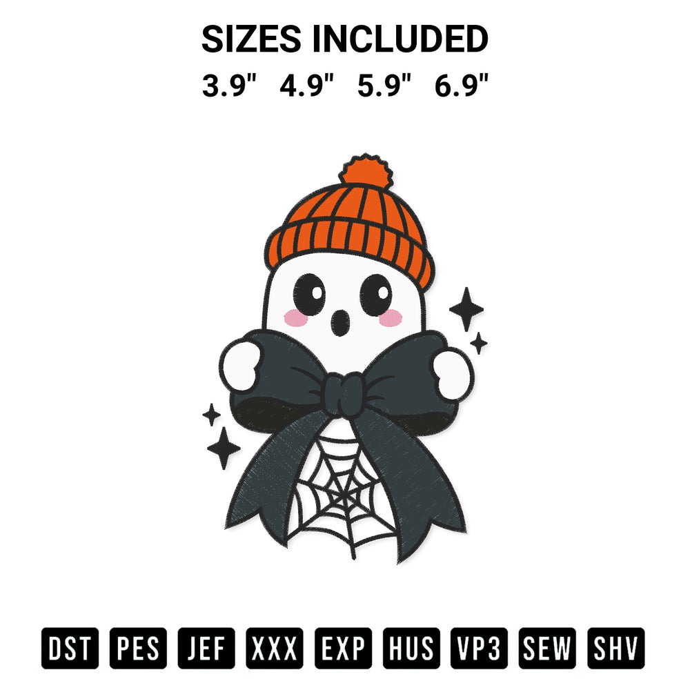 Get the Halloween Ghost Coquette Embroidery Design embroidery design for your custom crafts! Premium digitized files available for instant download at Designspacks.com. Available sizes: 3.9", 4.9", 5.9", 6.9".