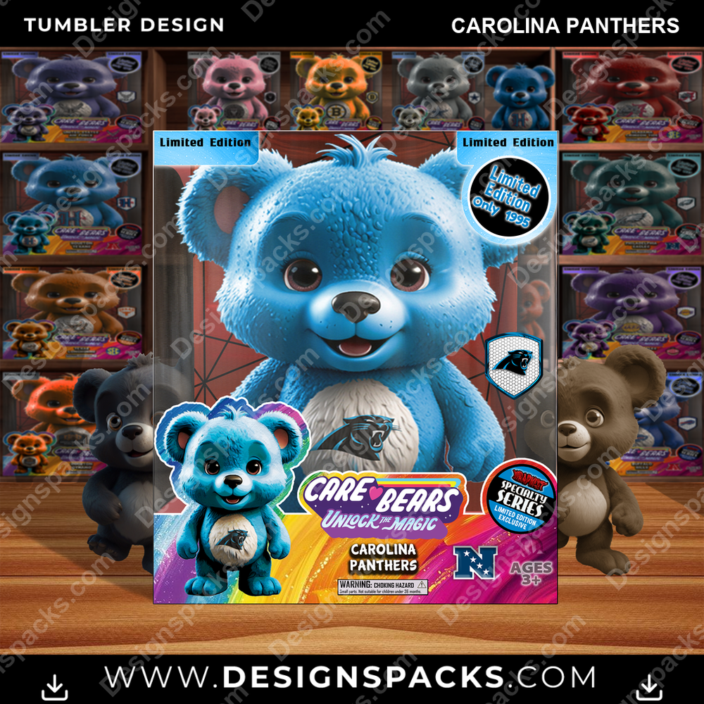 Football Care Bear Box Carolina Panthers NFL Football Tumbler Digital Wrap Design Download
