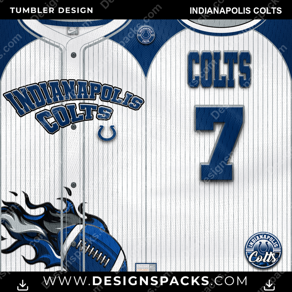Football Team Button-Up Jersey Indianapolis Colts NFL Football Tumbler Digital Wrap Design Download
