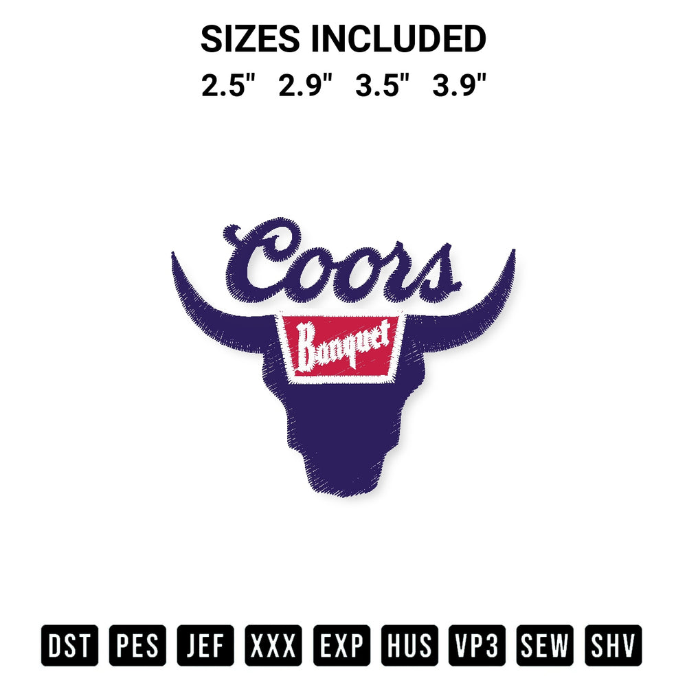 Discover the perfect addition to your crafting collection: Coors Banquet Rodeo Embroidery Design embroidery file. Instantly available at Designspacks.com. Available sizes: 2.5", 2.9", 3.5", 3.9".