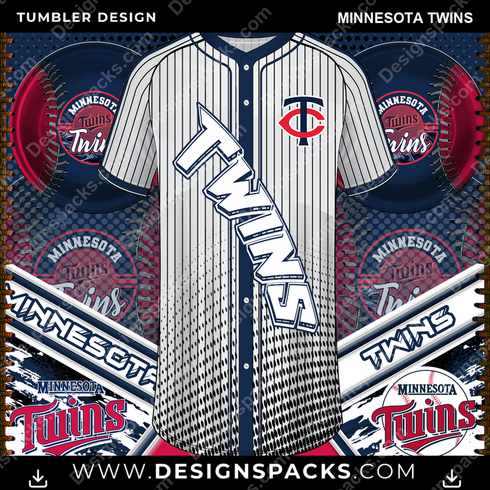 Baseball BB Jersey Minnesota Twins Tumbler Digital Wrap Design