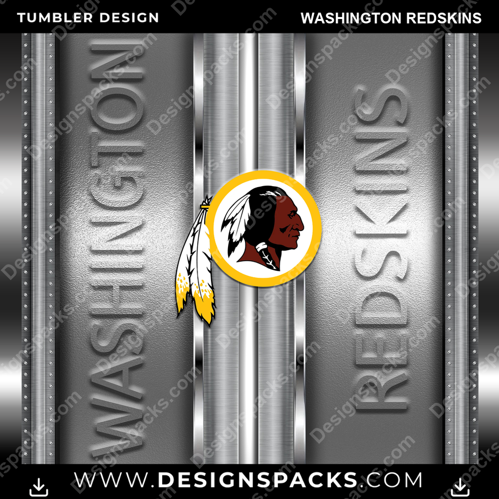 Football Metallic Washington Redskins Tumbler Digital Wrap Design