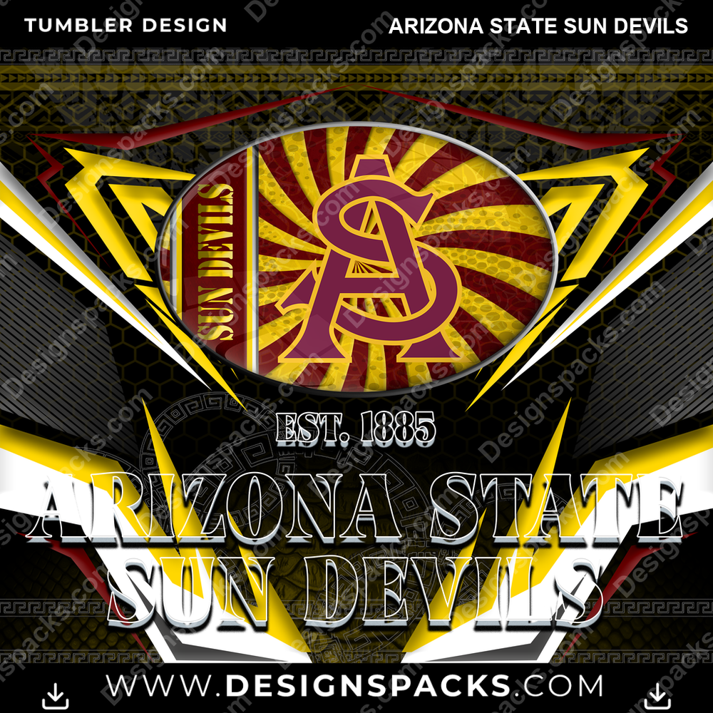 College Sport Tribal Arizona State Sun Devils NCAA College Sport Tumbler Digital Wrap Design Download