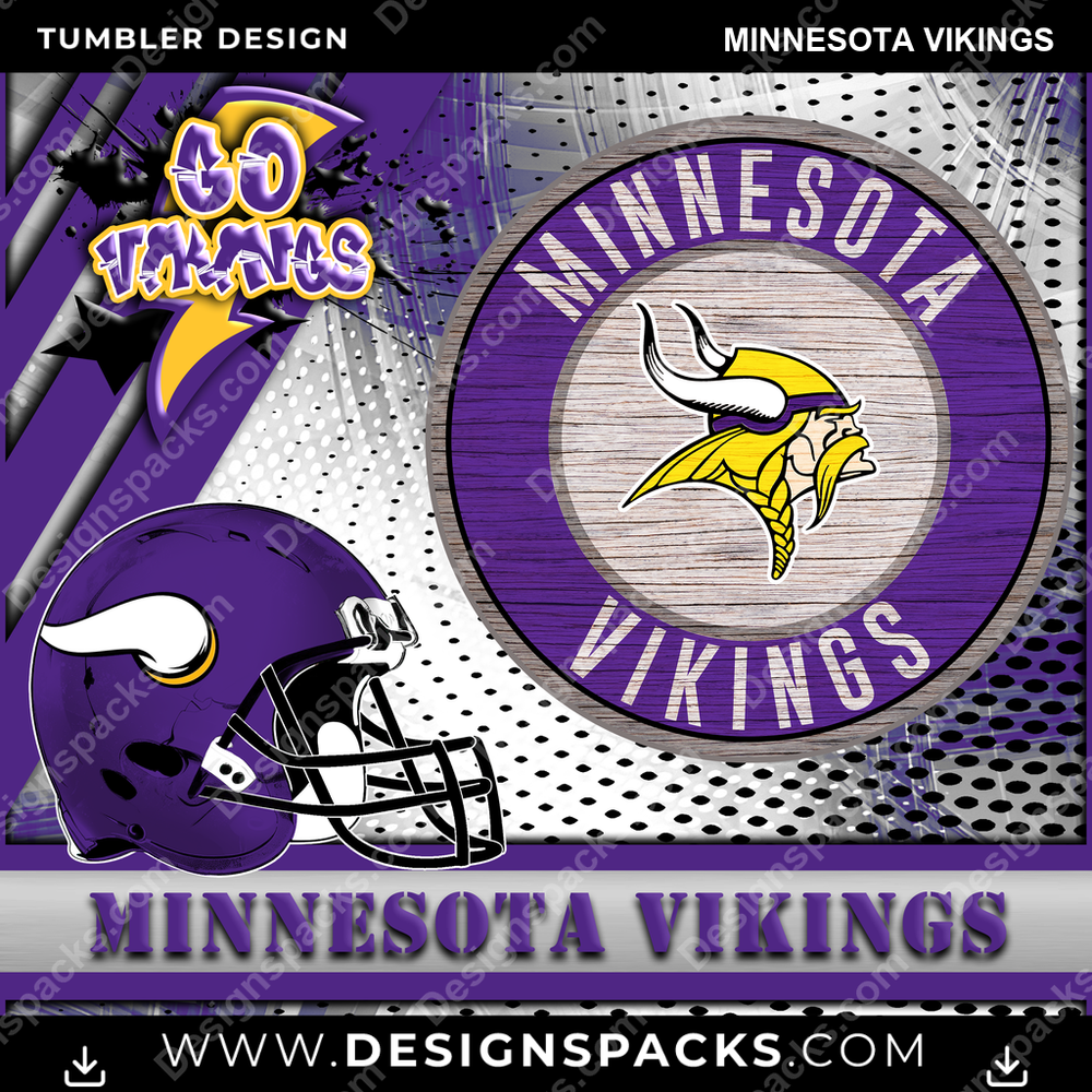 Football Go Team Minnesota Vikings NFL Football Tumbler Digital Wrap Design Download