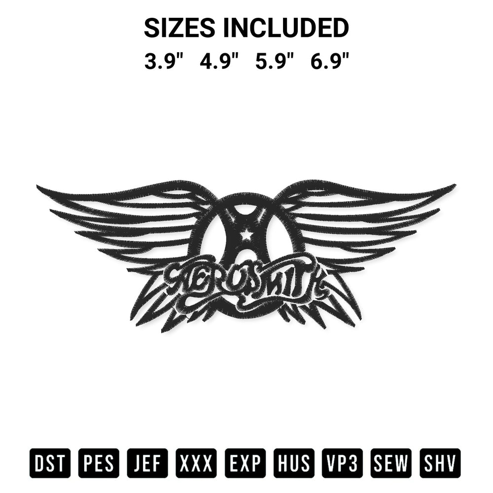 Get the Aerosmith Embroidery Design embroidery design for your custom crafts! Premium digitized files available for instant download at Designspacks.com. Available sizes: 3.9", 4.9", 5.9", 6.9".
