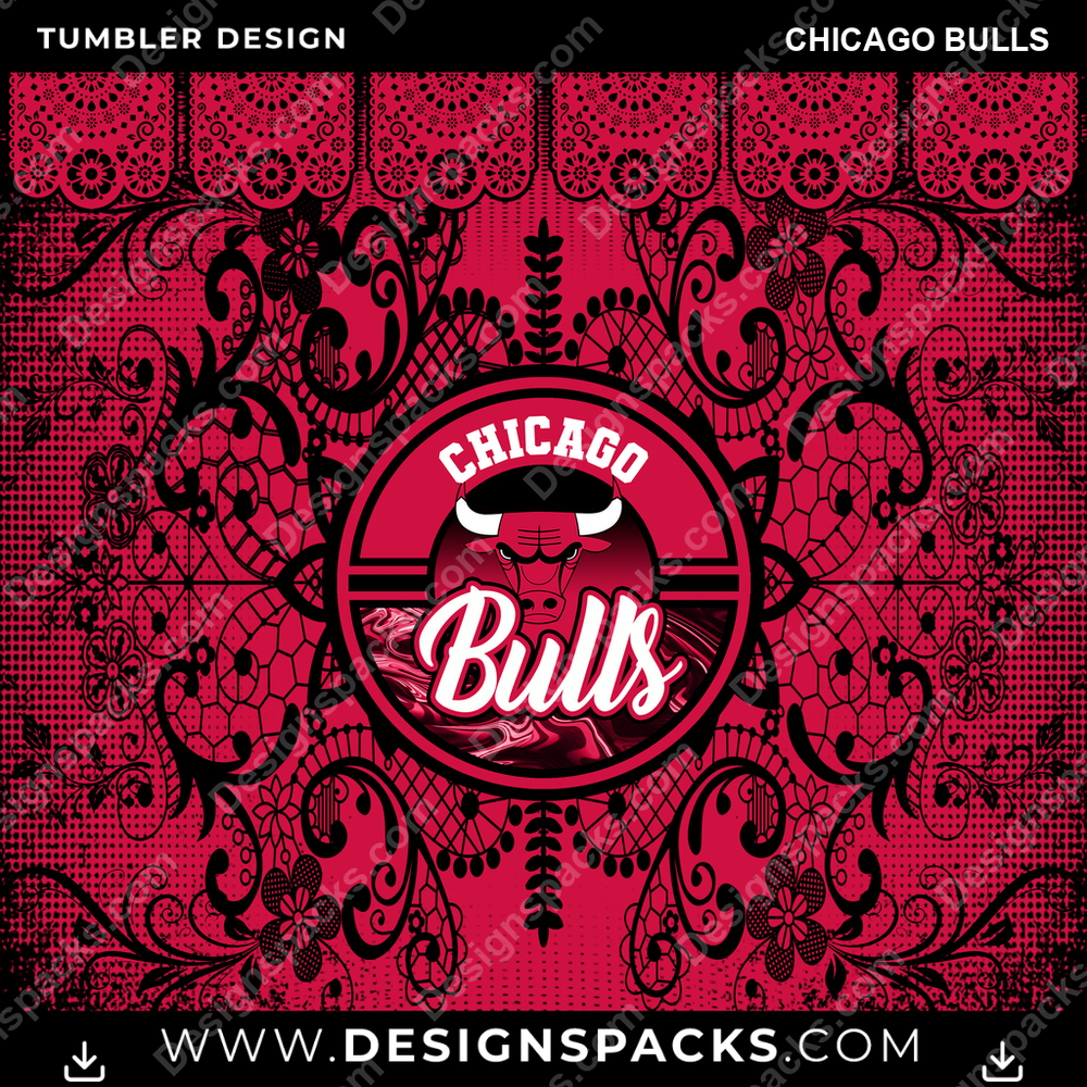 Basketball Lace & Logo Chicago Bulls Tumbler Digital Wrap Design