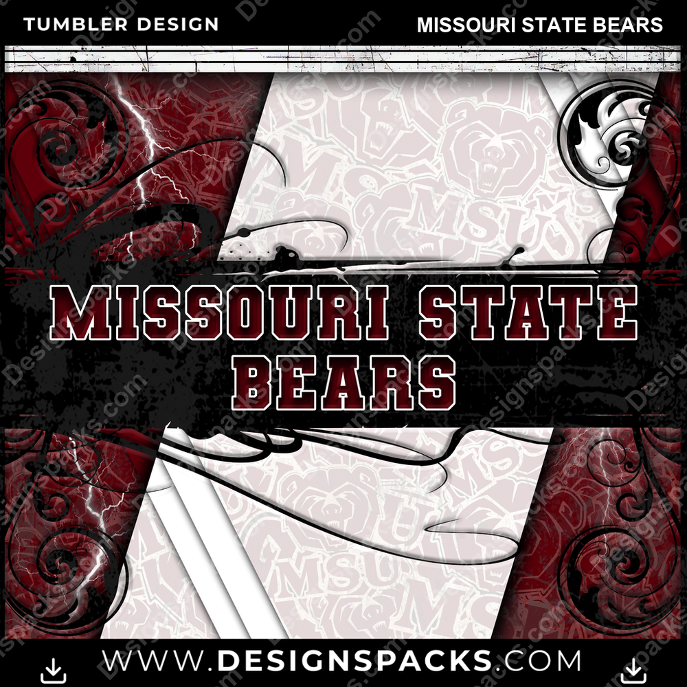 College Sport Elegant Missouri State Bears Tumbler Digital Wrap Design